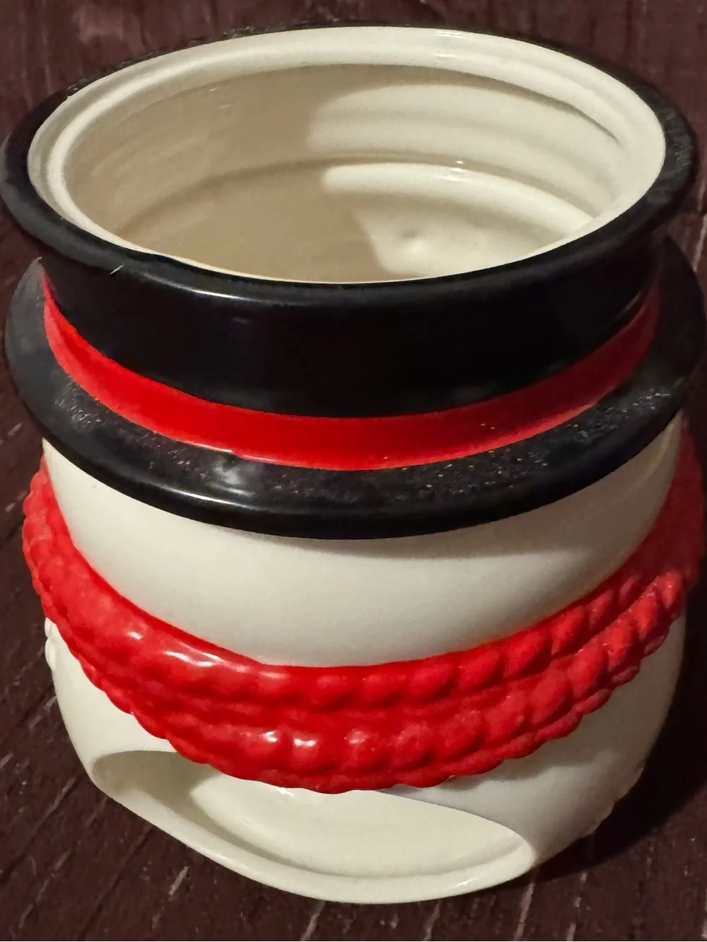 Ceramic Snowman Tea Light Candle Holder Red Scarf Top Hat Winter Decor